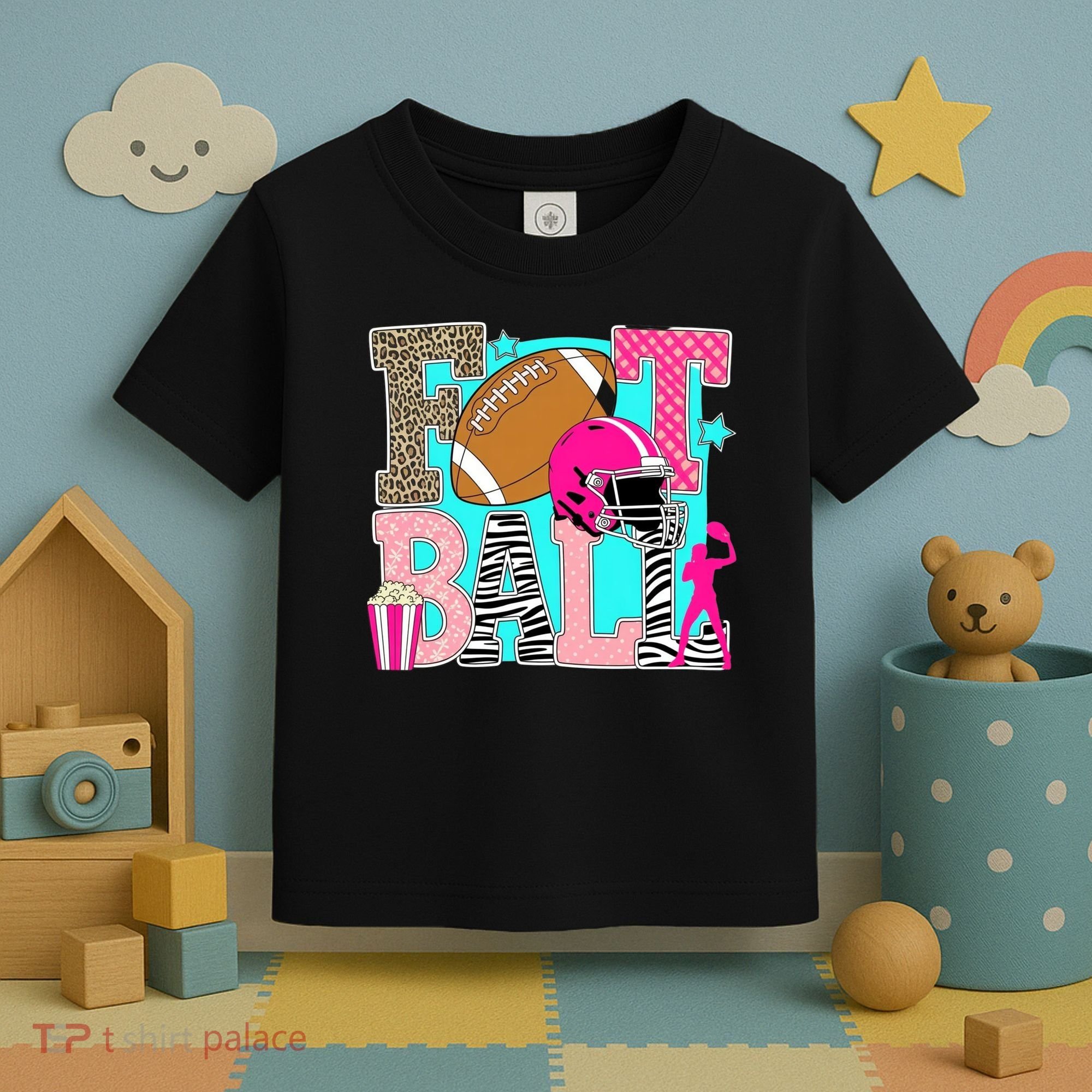 Preppy Football Retro Game Cute Toddler T-Shirt