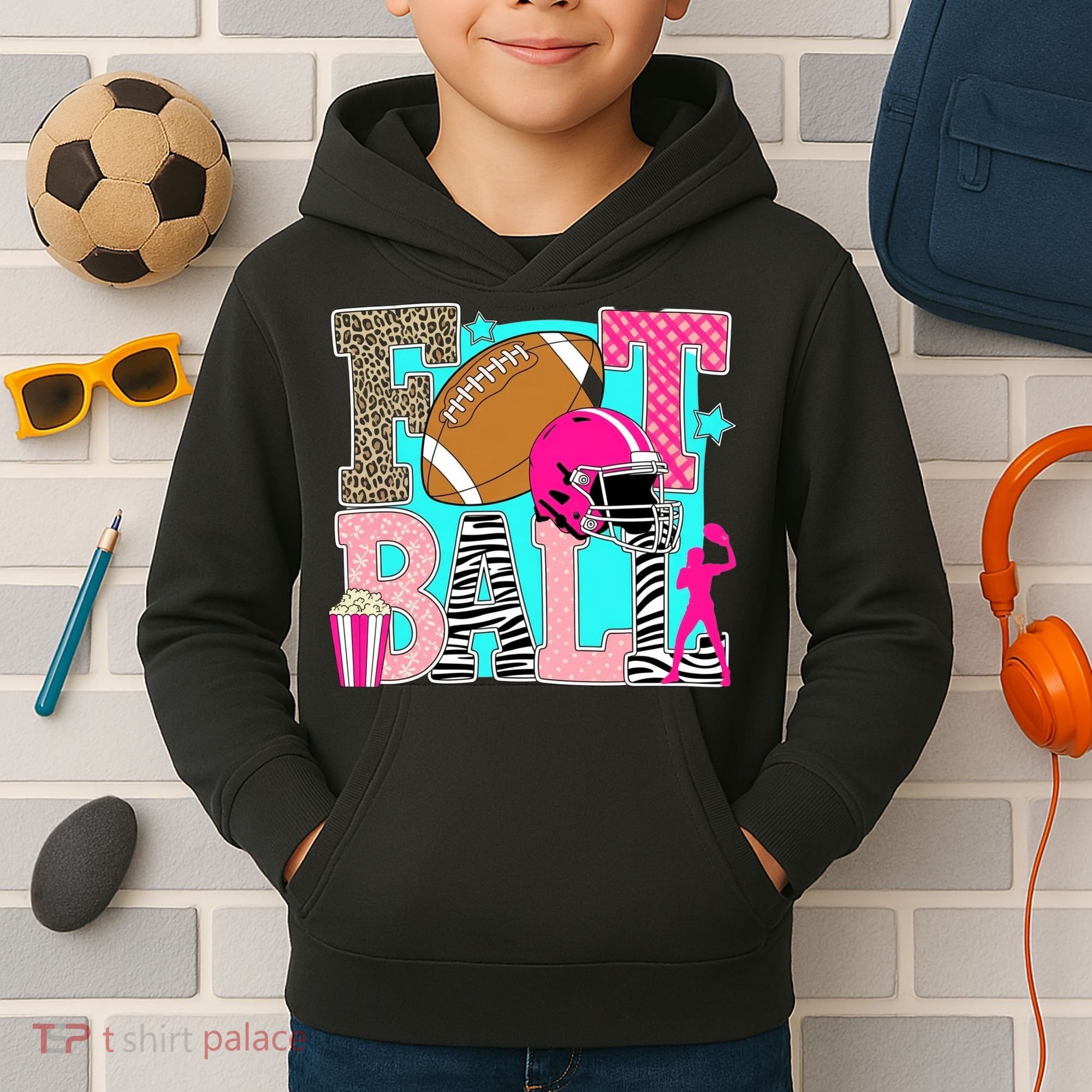 Preppy Football Retro Game Cute Kids Hoodie