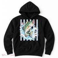 Pastel Fishing Retro Striped  Hoodie thumb 0