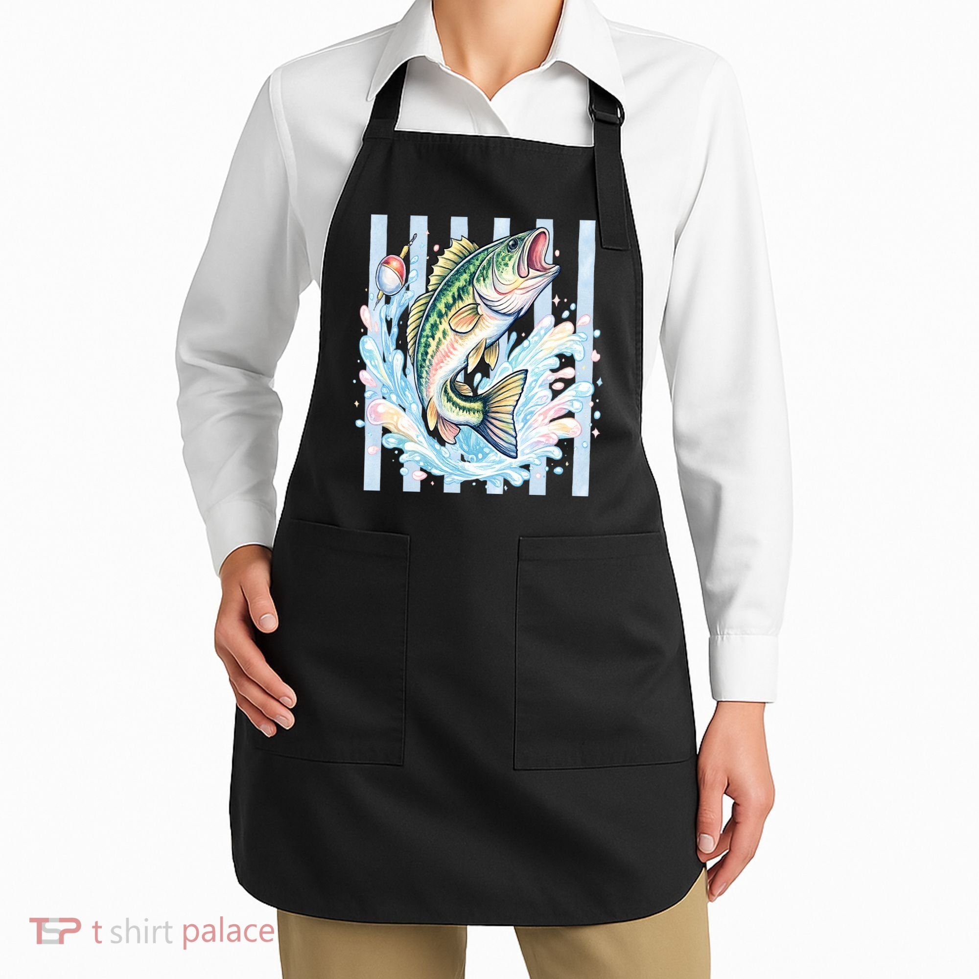 Pastel Fishing Retro Striped  Apron