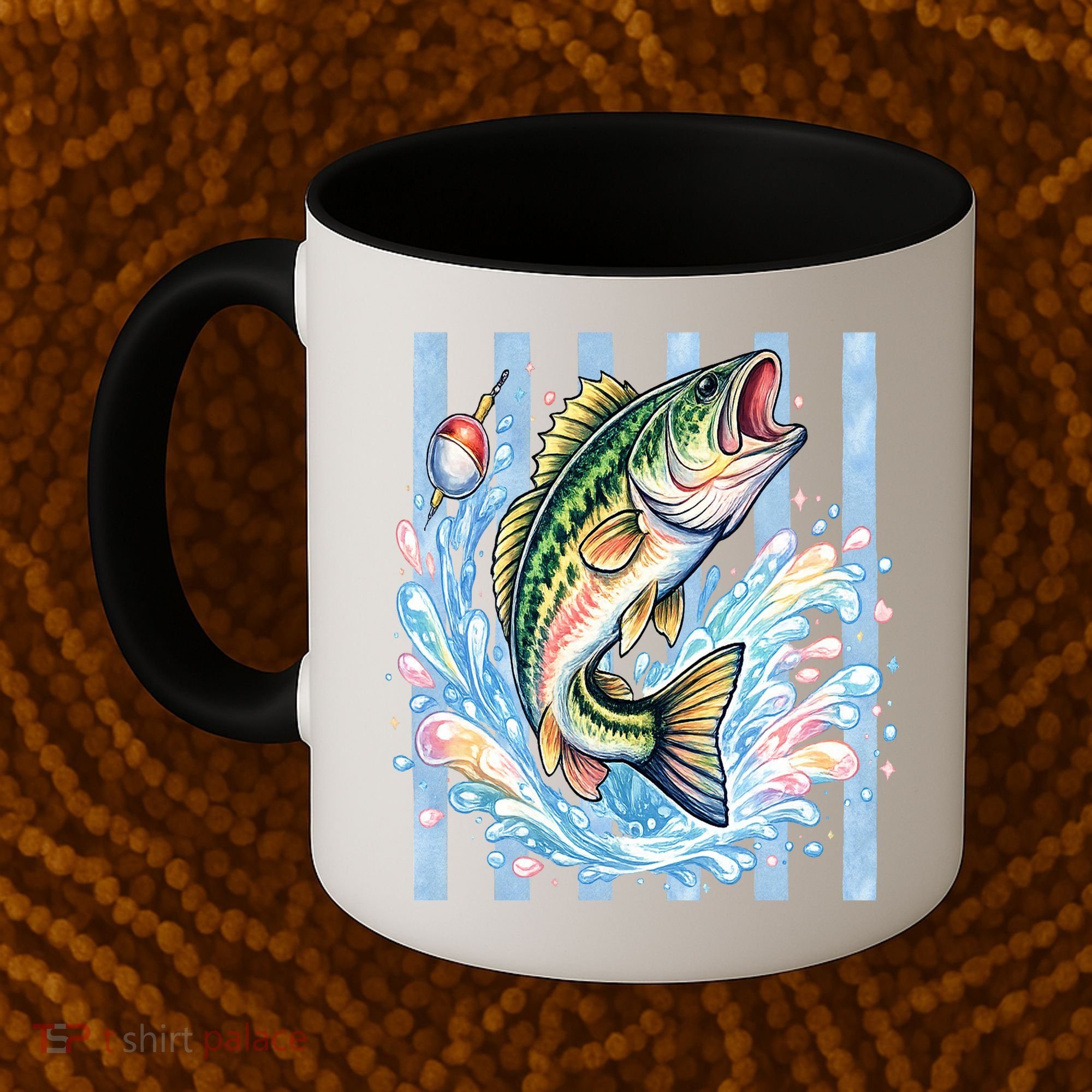 Pastel Fishing Retro Striped  Coffee Mug