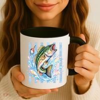 Pastel Fishing Retro Striped  Coffee Mug thumb 3