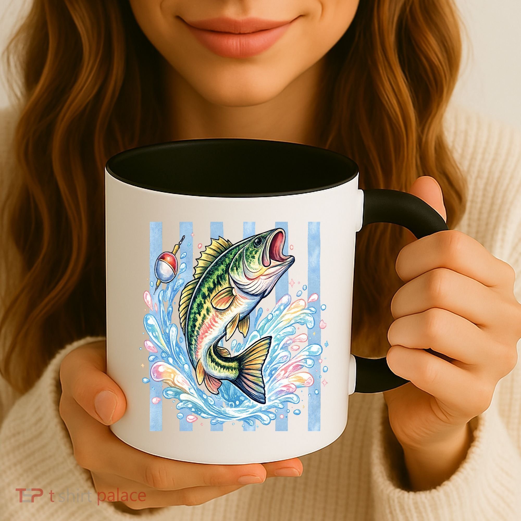 Pastel Fishing Retro Striped  Coffee Mug