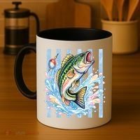 Pastel Fishing Retro Striped  Coffee Mug thumb 4