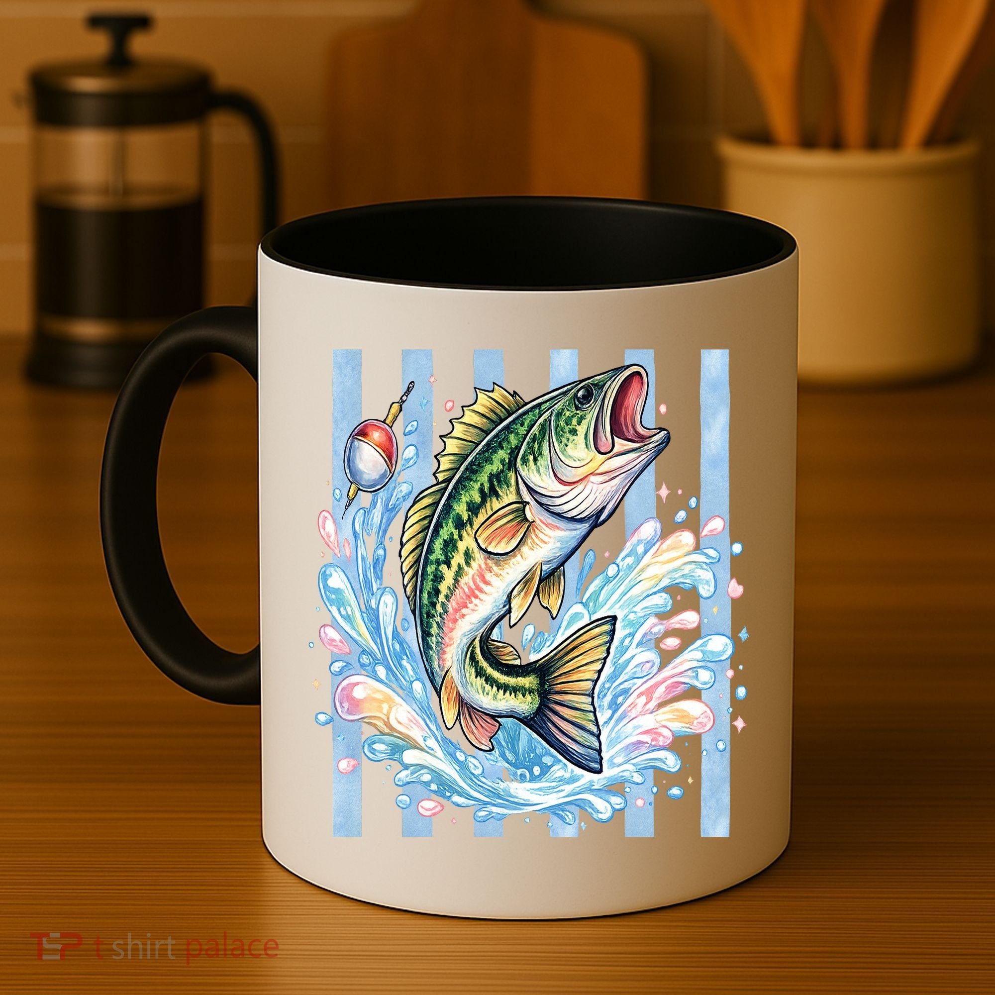 Pastel Fishing Retro Striped  Coffee Mug
