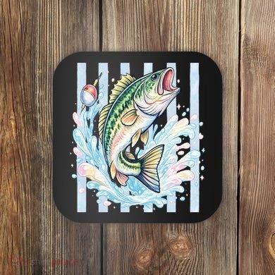 Pastel Fishing Retro Striped  Coaster