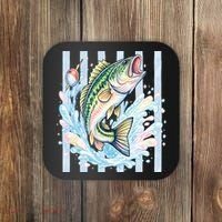 Pastel Fishing Retro Striped  Coaster thumb 0
