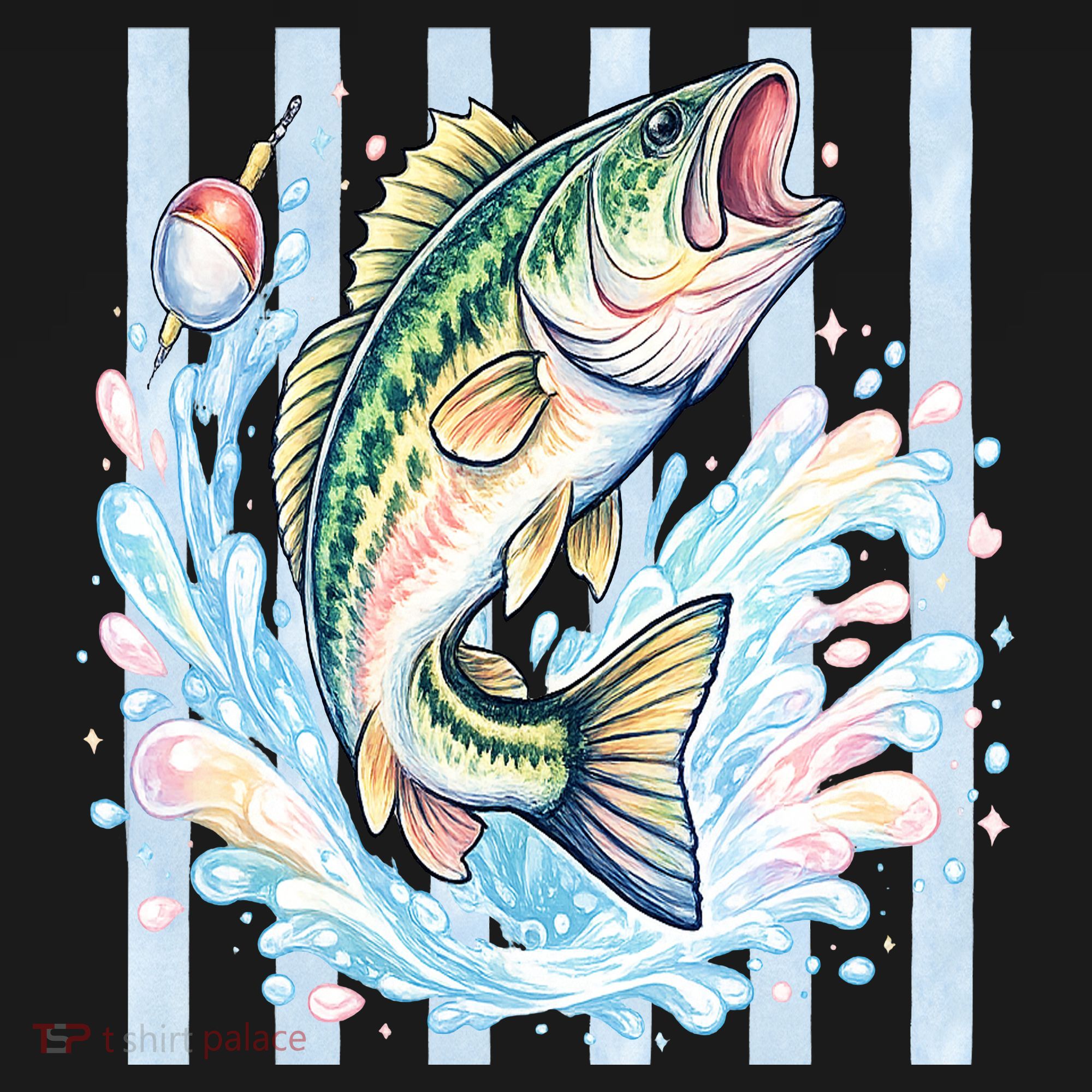Pastel Fishing Retro Striped  Coaster
