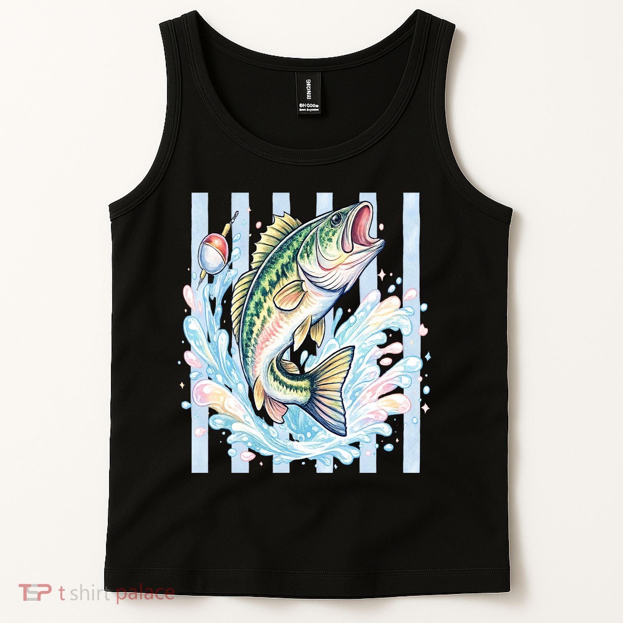 Pastel Fishing Retro Striped  Tank Top
