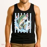 Pastel Fishing Retro Striped  Tank Top thumb 3