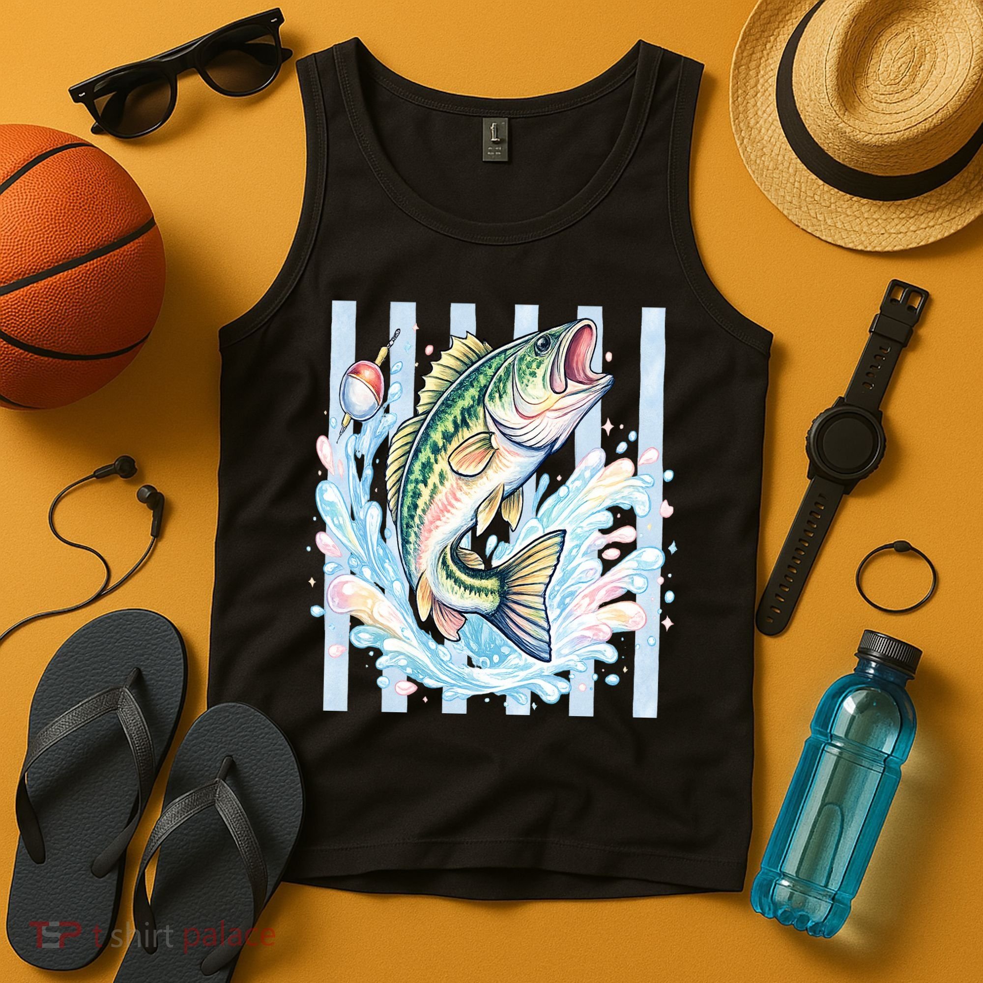Pastel Fishing Retro Striped  Tank Top