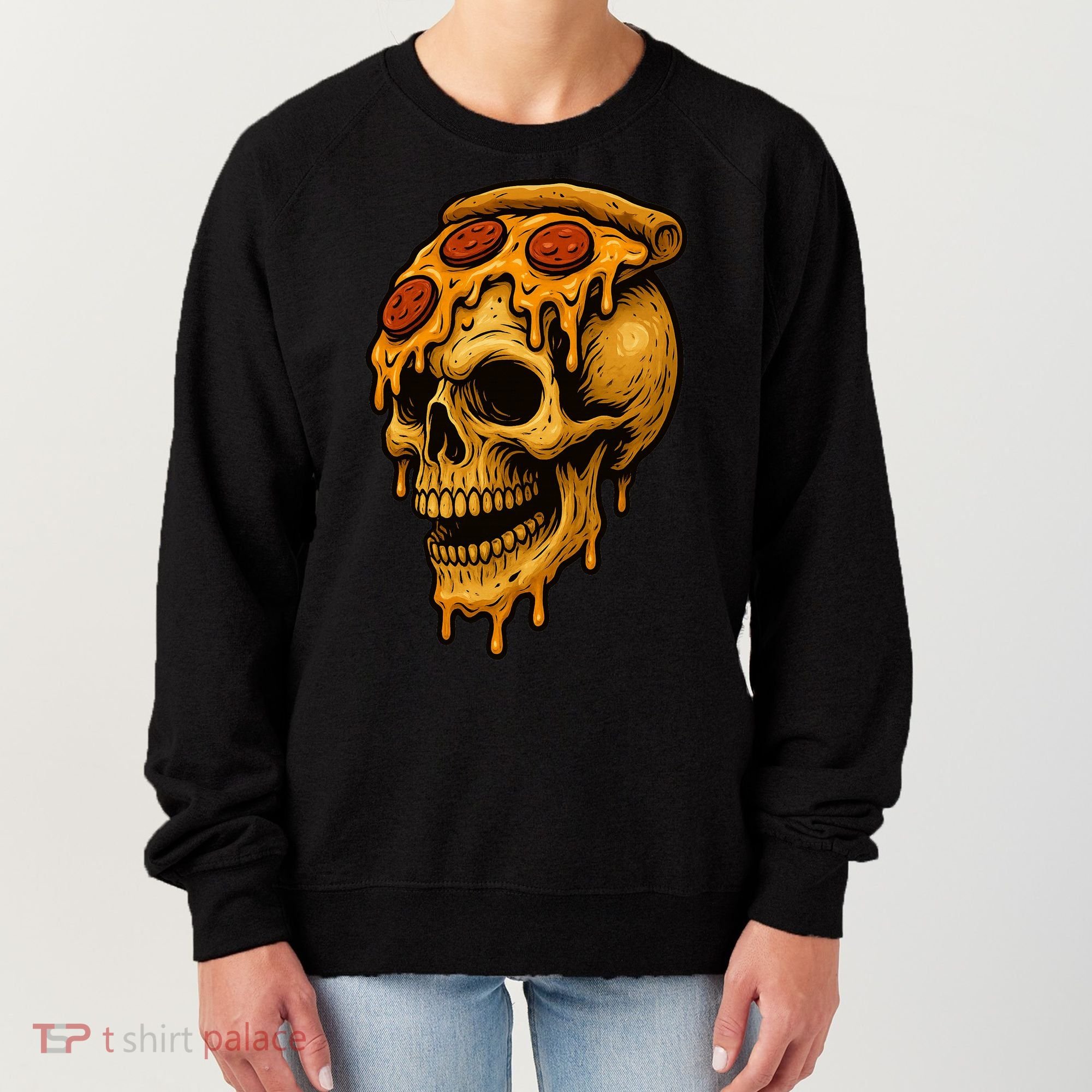 Pizza Food Skull Horror Women's Sweatshirt