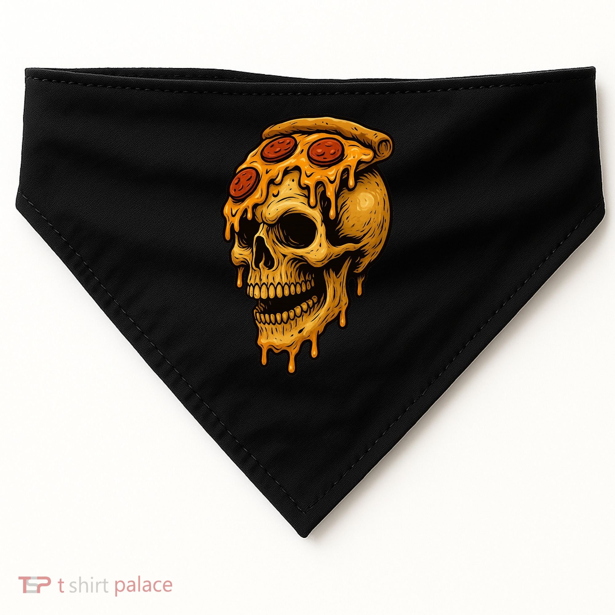 Pizza Food Skull Horror USA-Made Doggie Bandana