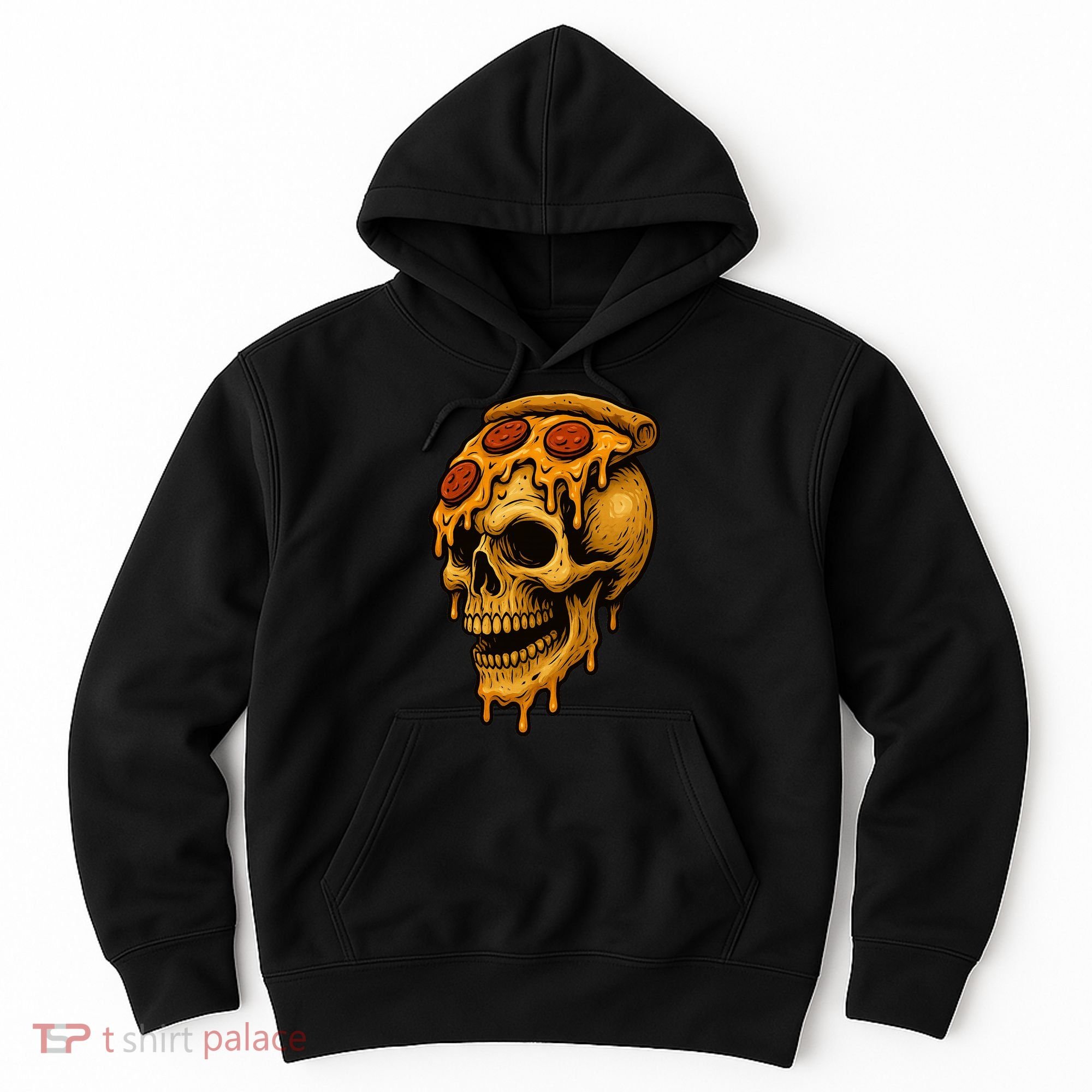 Pizza Food Skull Horror Hoodie