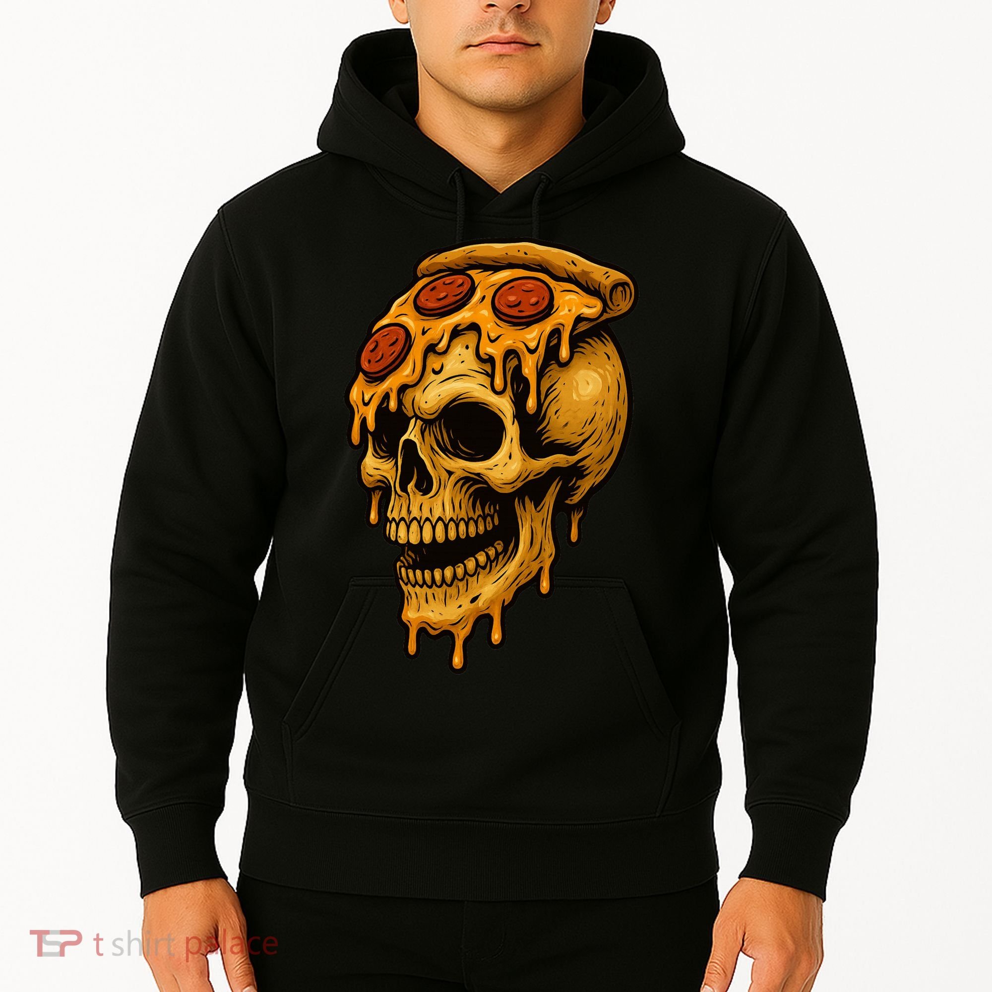 Pizza Food Skull Horror Hoodie