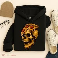Pizza Food Skull Horror Hoodie thumb 4