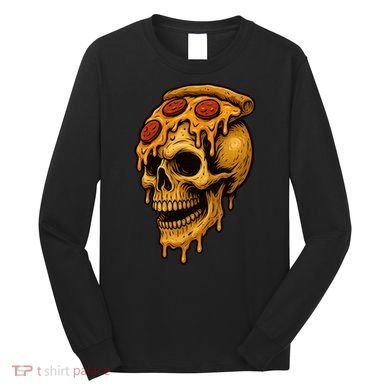 Pizza Food Skull Horror Long Sleeve Shirt