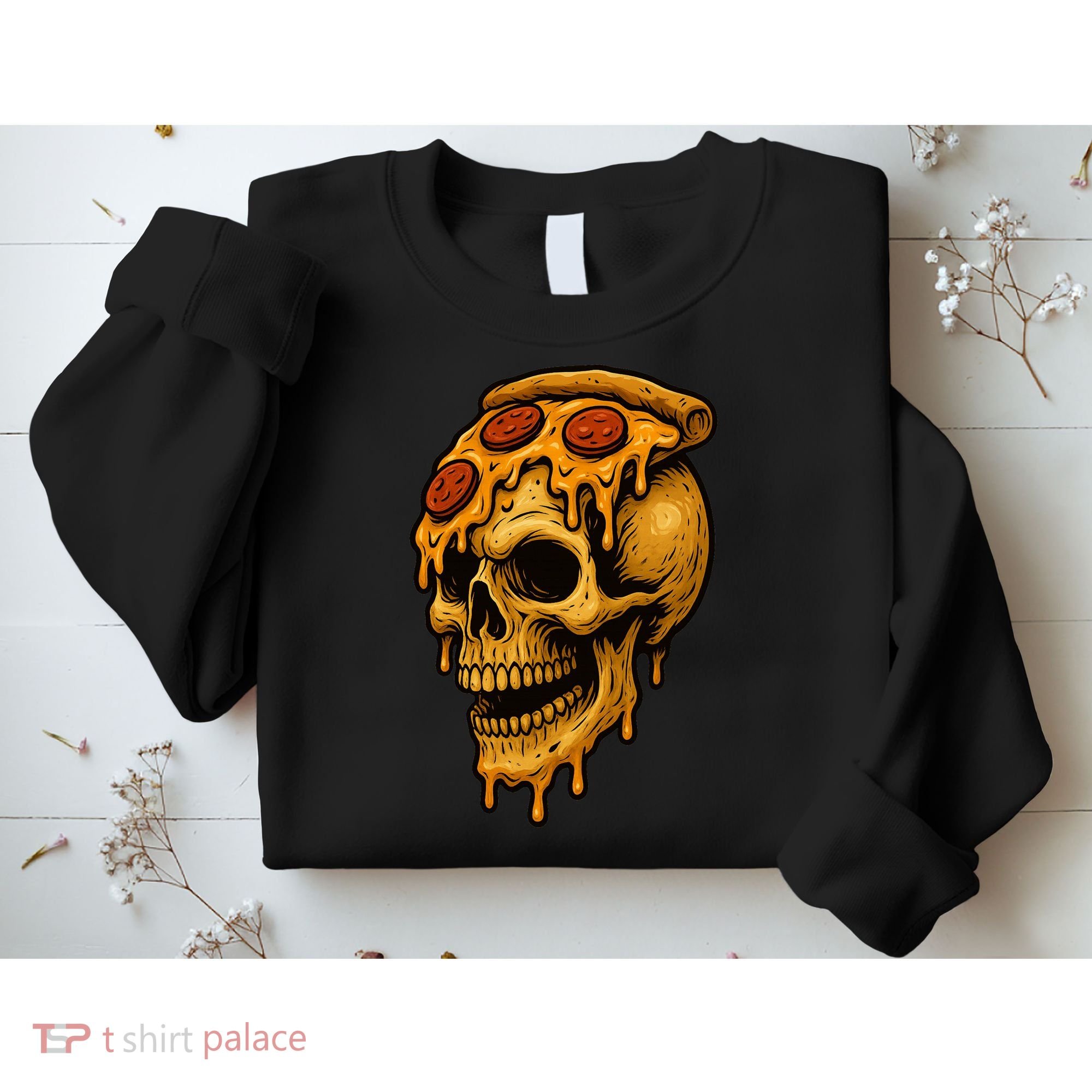 Pizza Food Skull Horror Sweatshirt
