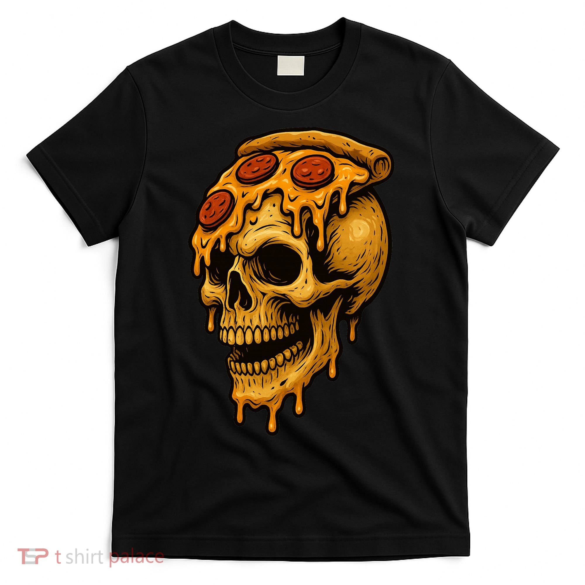 Pizza Food Skull Horror T-Shirt
