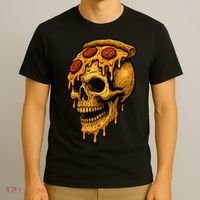 Pizza Food Skull Horror T-Shirt thumb 3