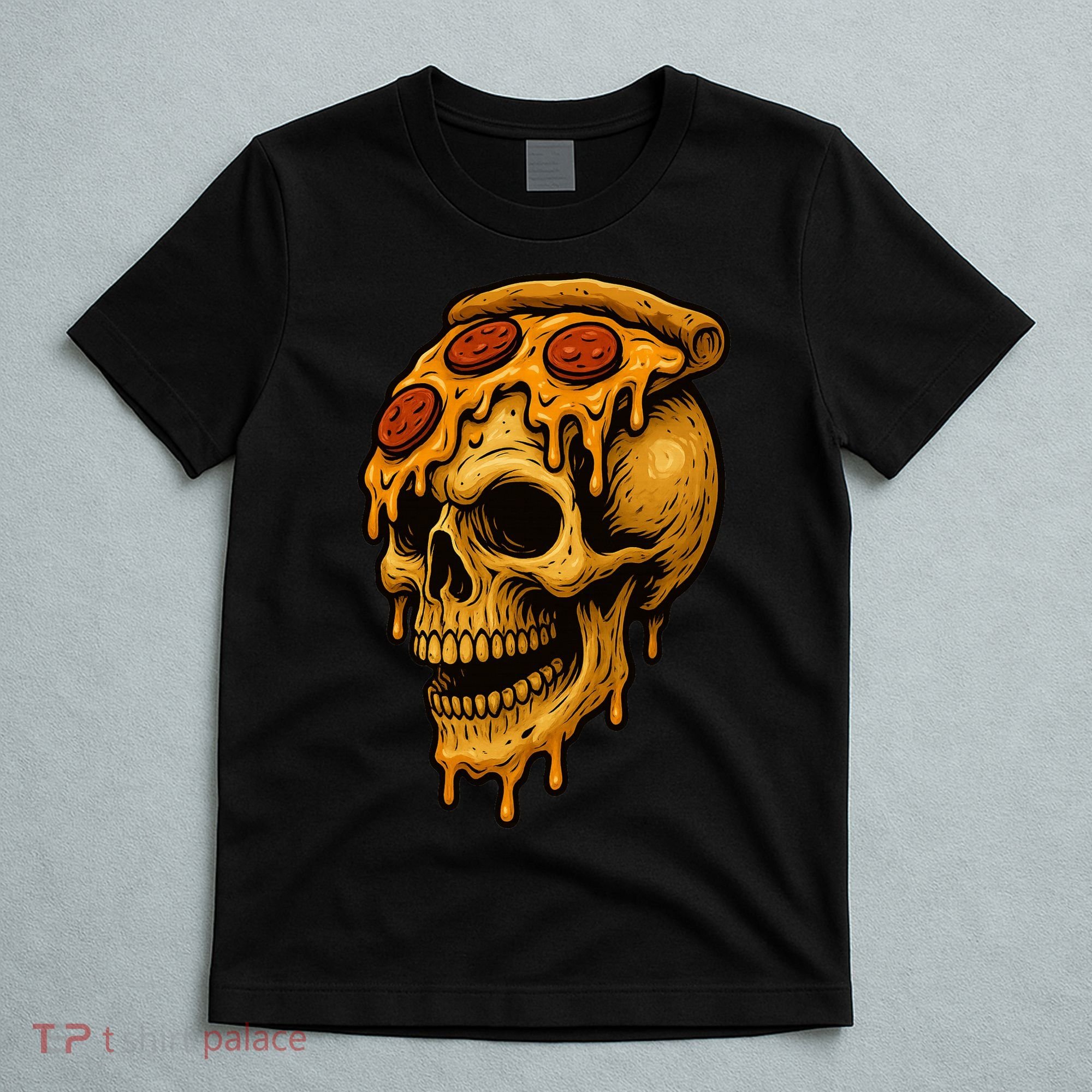 Pizza Food Skull Horror T-Shirt