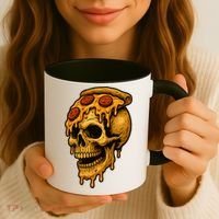Pizza Food Skull Horror Coffee Mug thumb 3