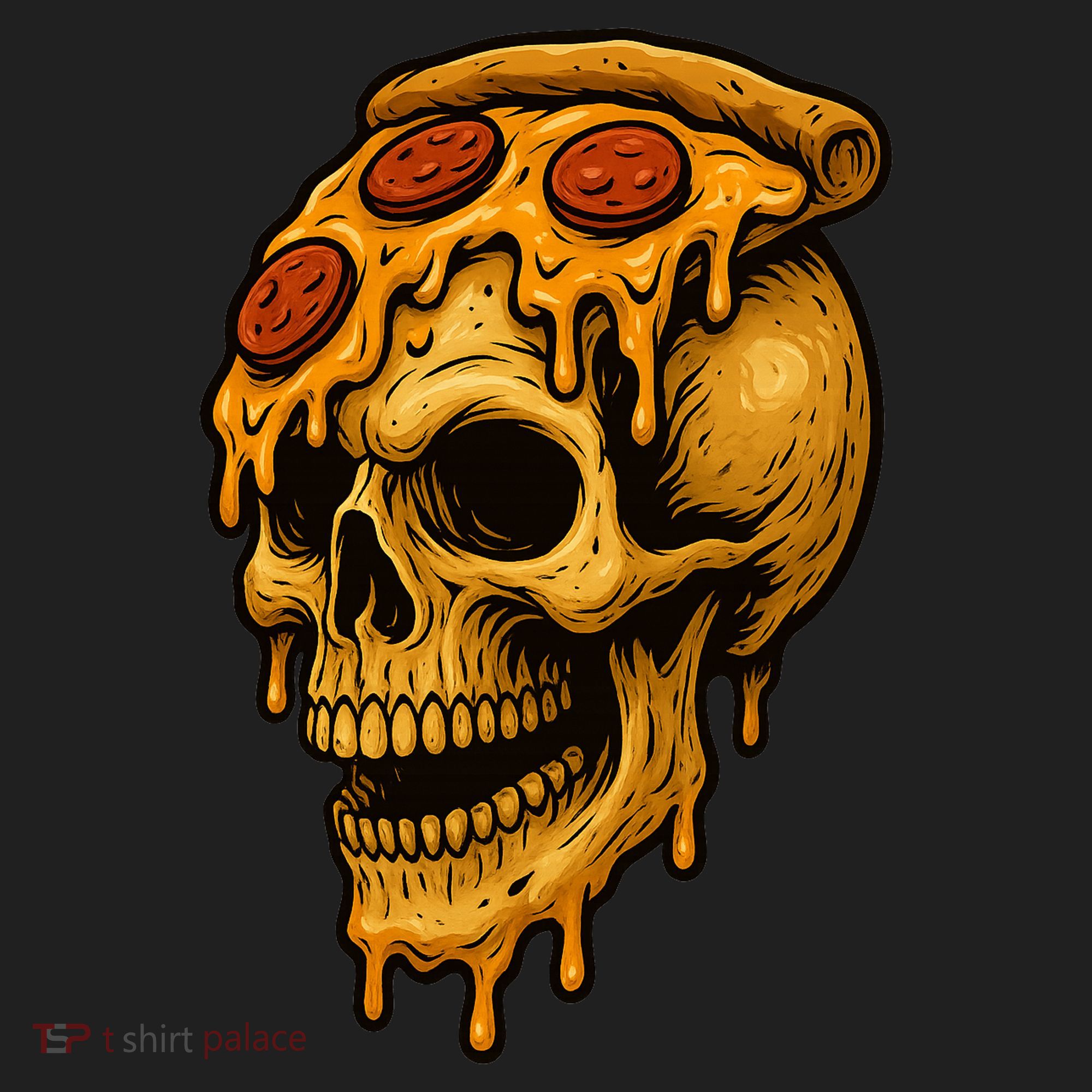 Pizza Food Skull Horror Beanie