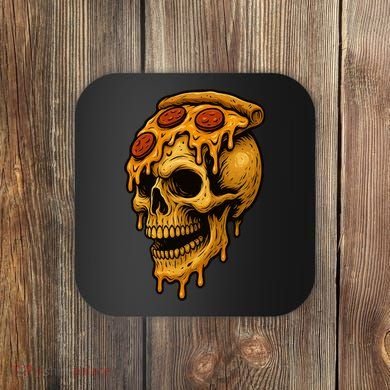 Pizza Food Skull Horror Coaster