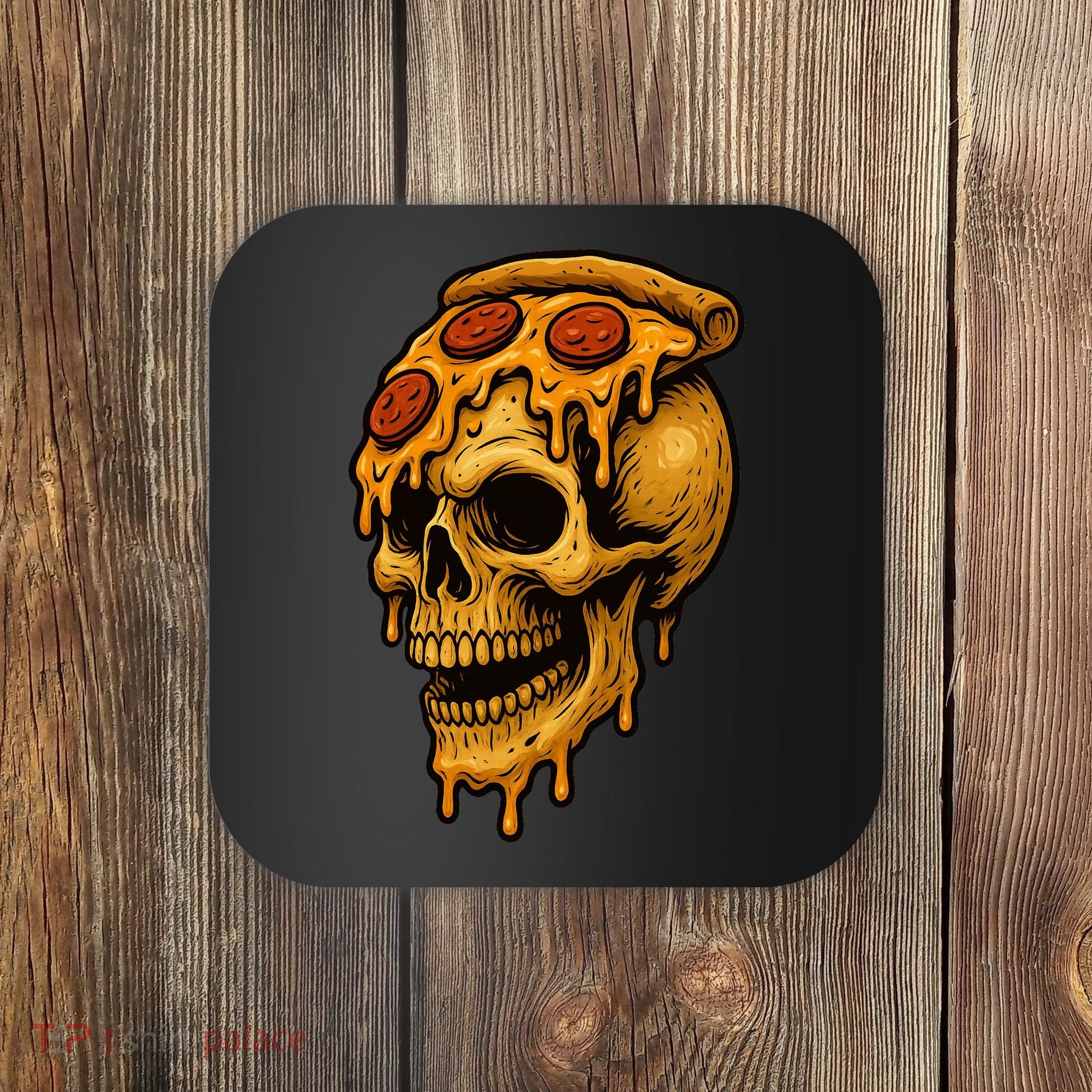 Pizza Food Skull Horror Coaster