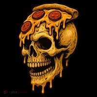 Pizza Food Skull Horror Ornament thumb 1