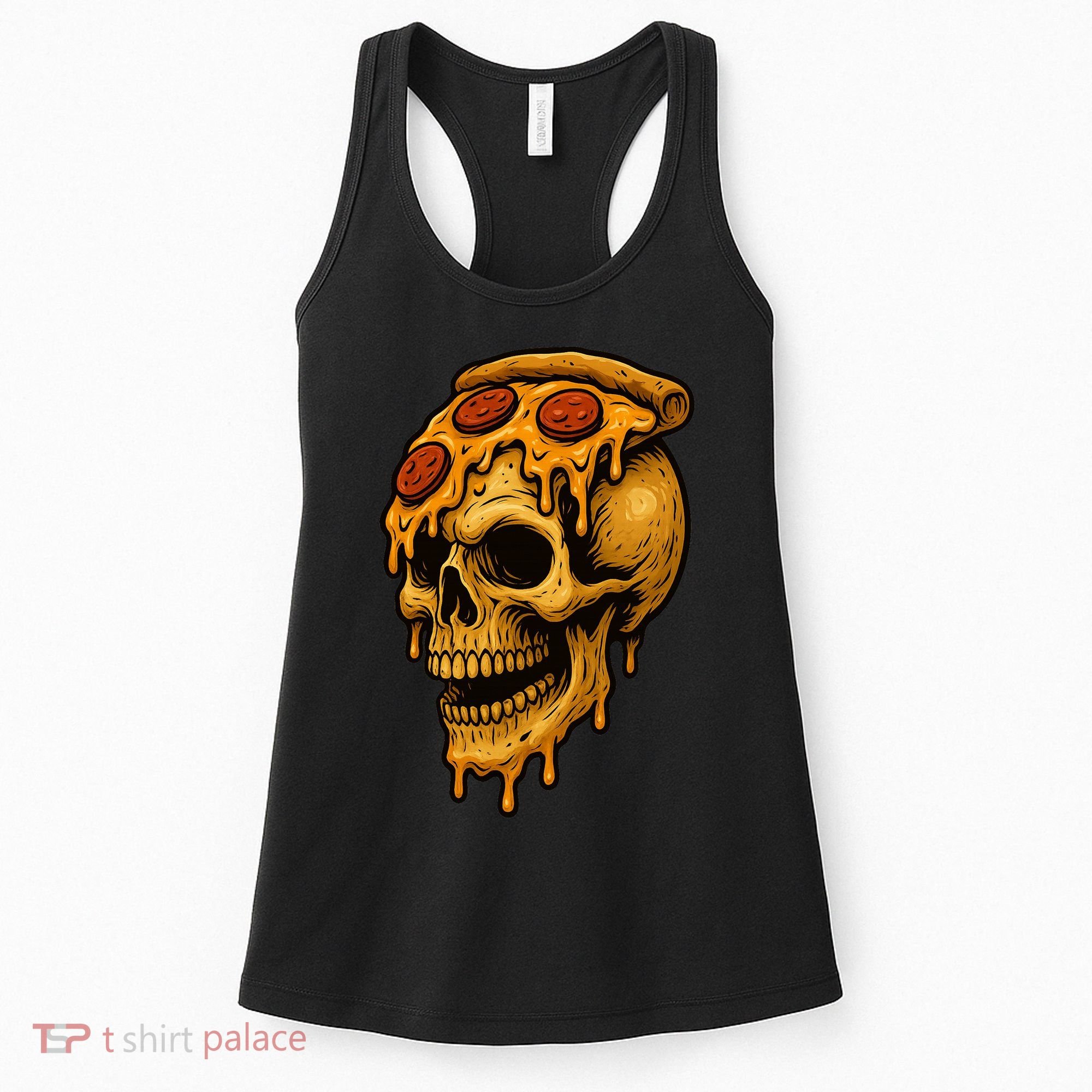 Pizza Food Skull Horror Women's Tank Top