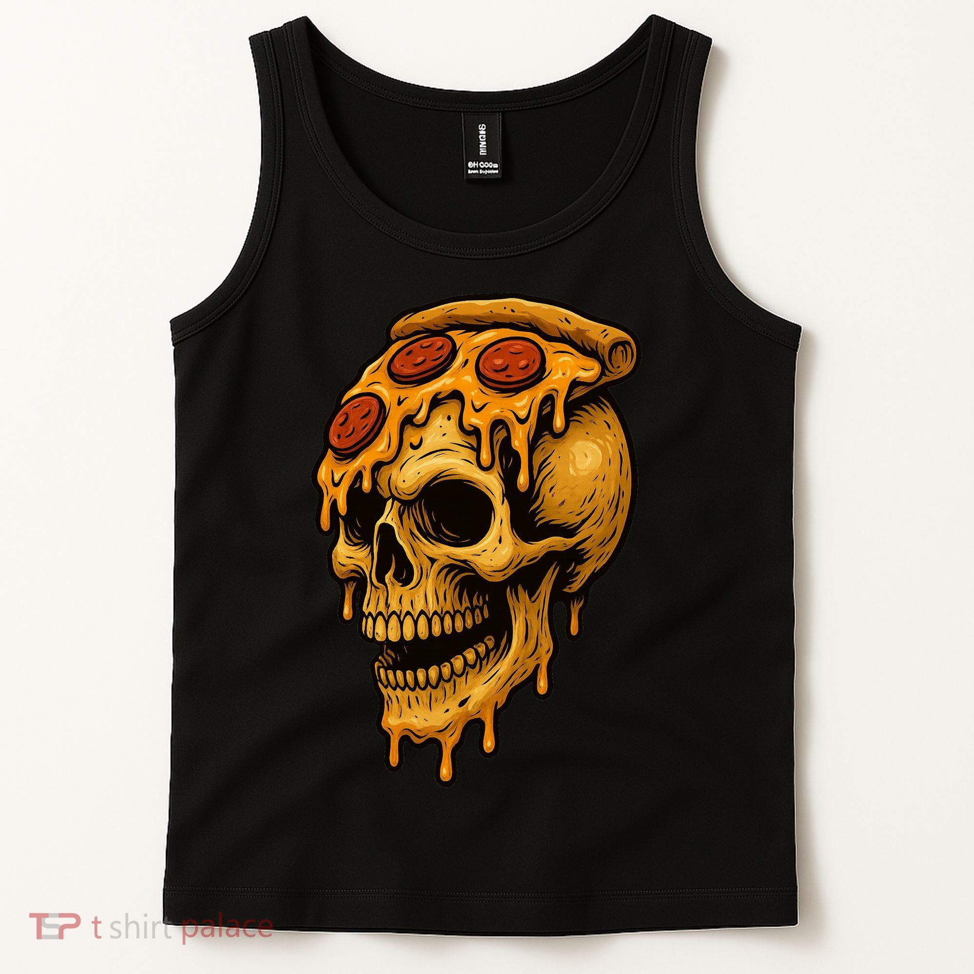 Pizza Food Skull Horror Tank Top