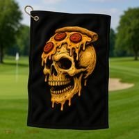 Pizza Food Skull Horror Golf Towel thumb 1