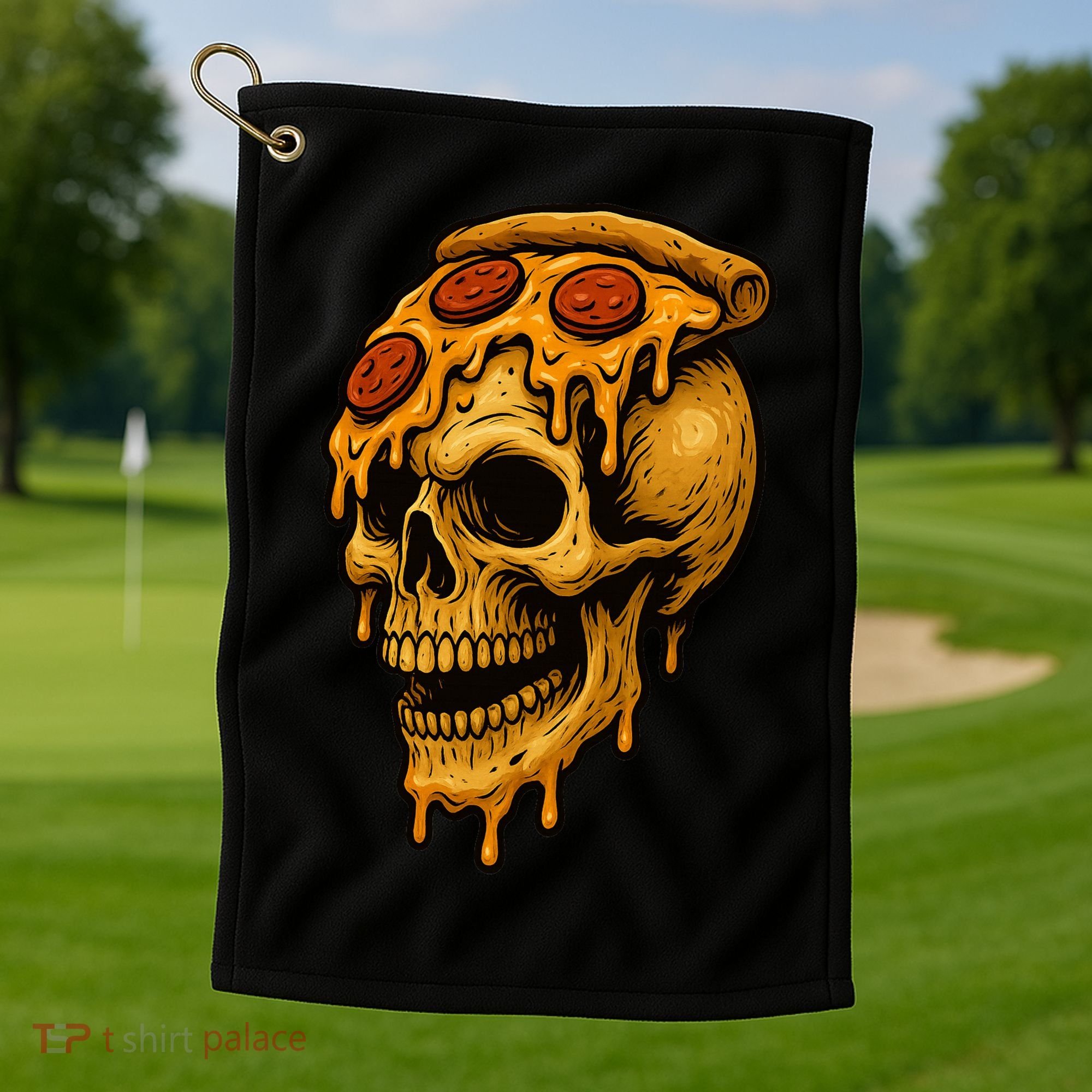 Pizza Food Skull Horror Golf Towel