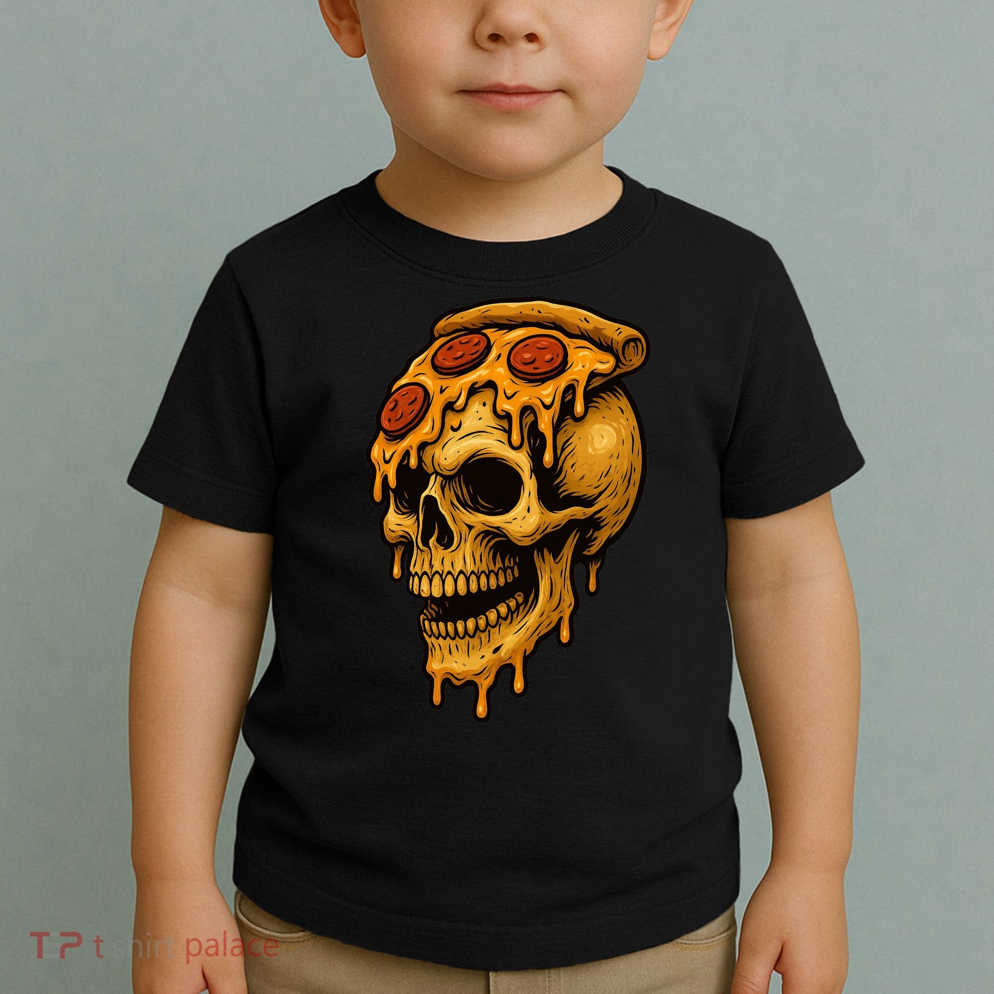 Pizza Food Skull Horror Toddler T-Shirt