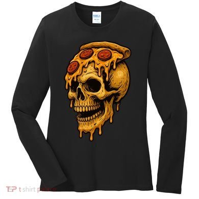 Pizza Food Skull Horror Women's Long Sleeve Shirt