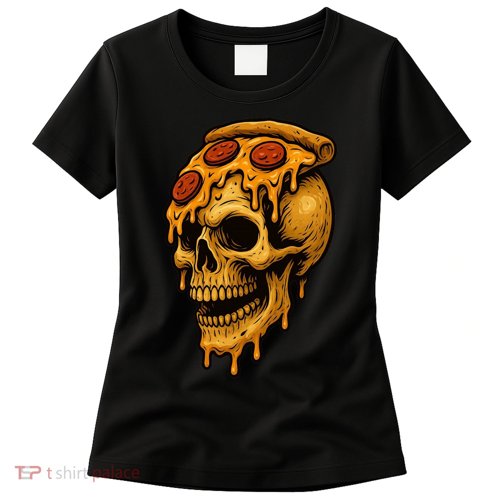 Pizza Food Skull Horror Women's T-Shirt