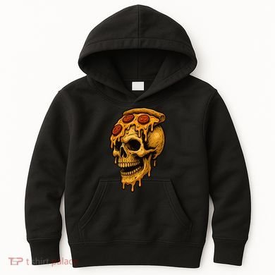 Pizza Food Skull Horror Kids Hoodie