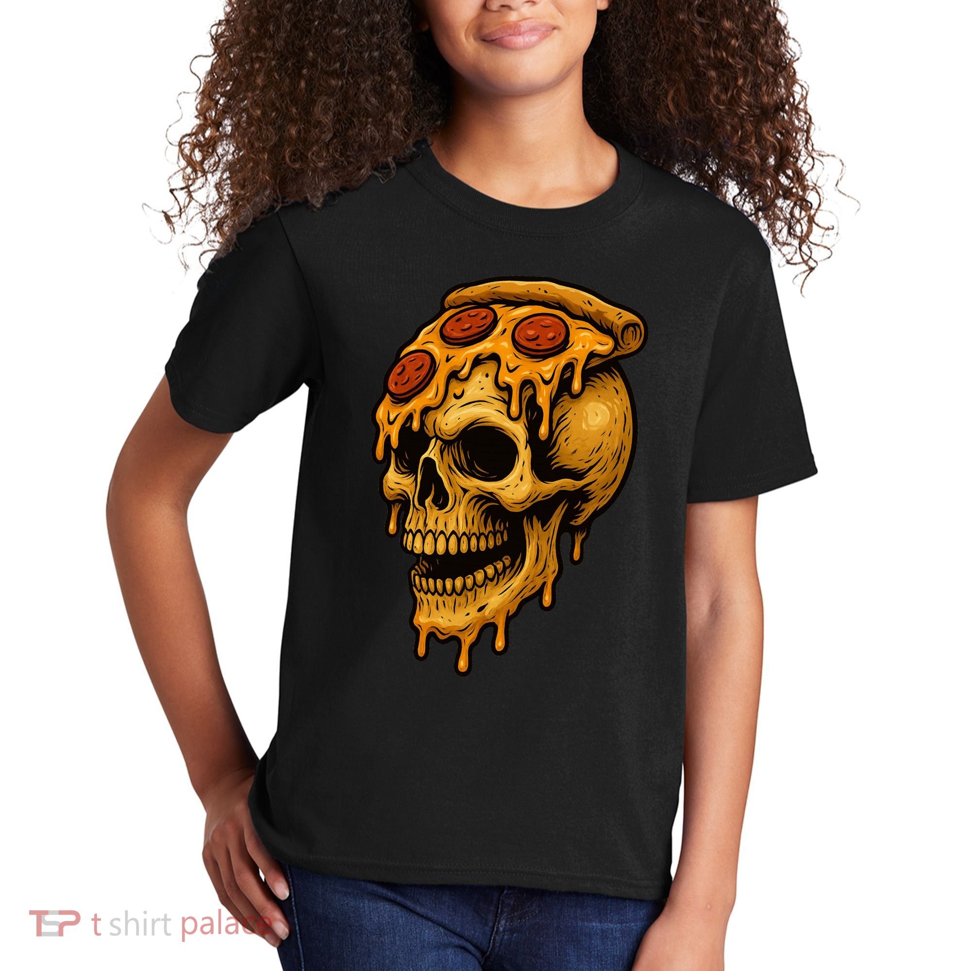 Pizza Food Skull Horror Kids T-Shirt