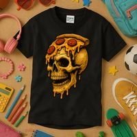 Pizza Food Skull Horror Kids T-Shirt thumb 3