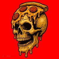 Pizza Food Skull Horror Santa Hat thumb 1