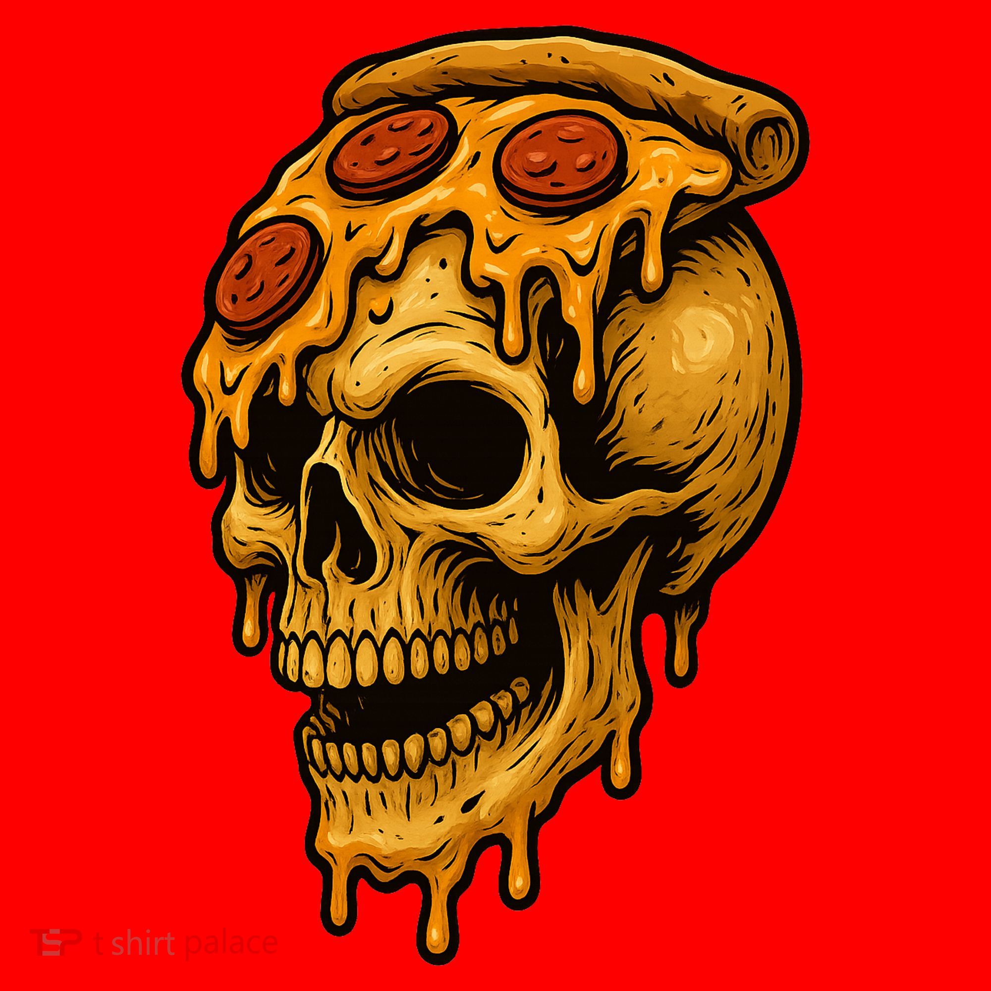 Pizza Food Skull Horror Santa Hat