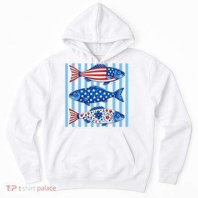Patriotic Fish Striped USA Theme Design Hoodie