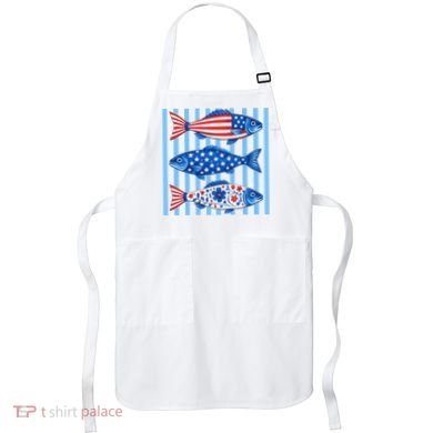 Patriotic Fish Striped USA Theme Design Apron