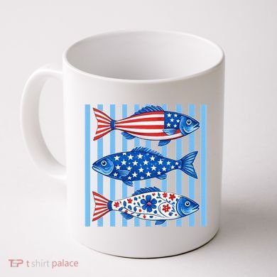 Patriotic Fish Striped USA Theme Design Coffee Mug
