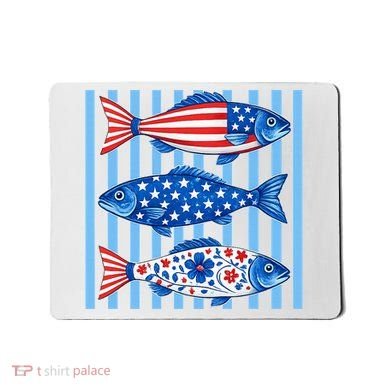 Patriotic Fish Striped USA Theme Design Mousepad