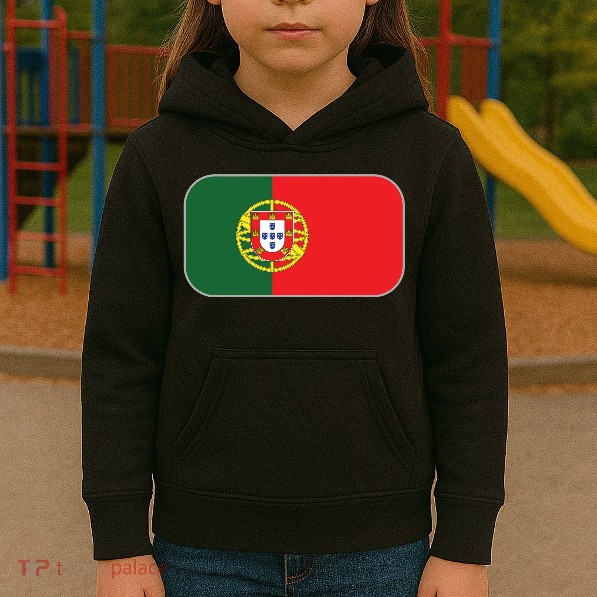 Portugal Flag Soccer Portuguese Flag Kids Hoodie