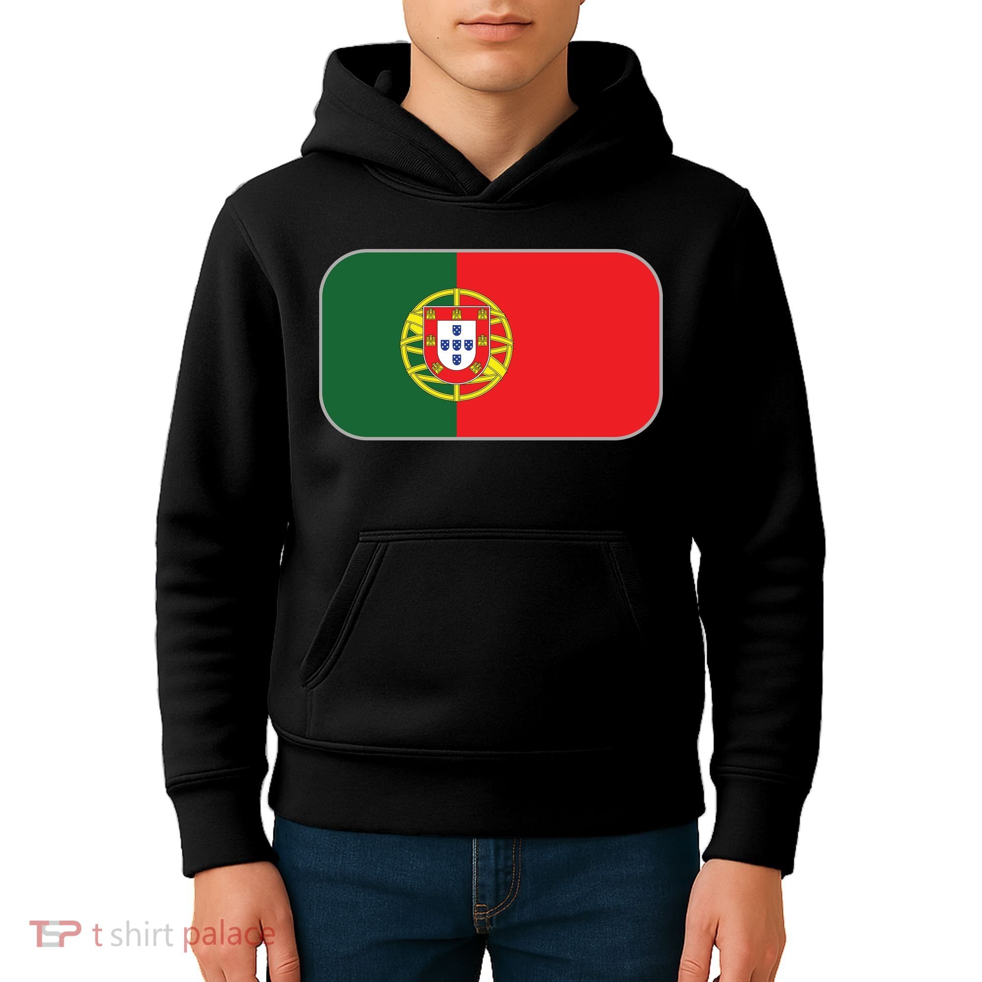 Portugal Flag Soccer Portuguese Flag Kids Hoodie