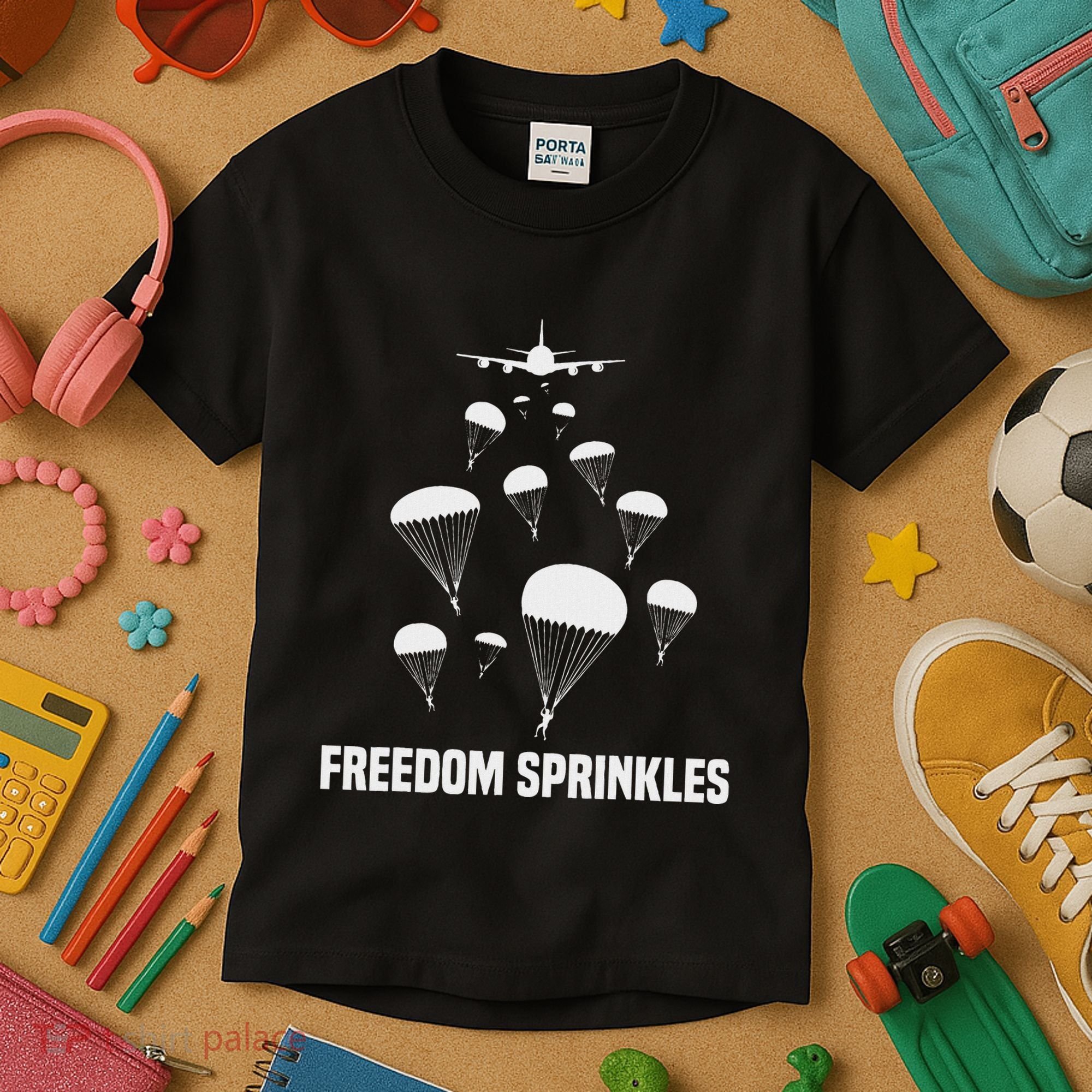 Paratrooper Freedom Sprinkles 82nd 101st Airborne Kids T-Shirt