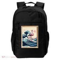 Pink Flamingo Surfer Tropical Great Big Wave Framed Backpack thumb 0